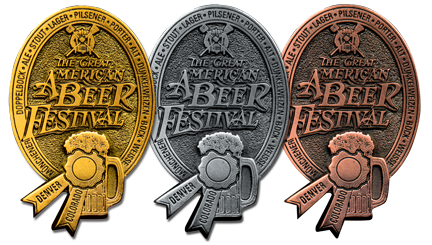 three GABF medals: Gold, Silver, and Bronze
